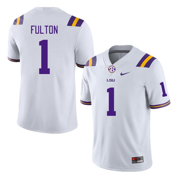 LSU Tigers #1 Kristian Fulton College Football Jerseys Stitched Sale-White
